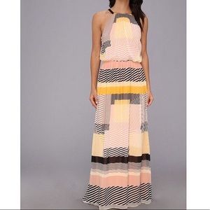 vince camuto color block stripe maxi dress